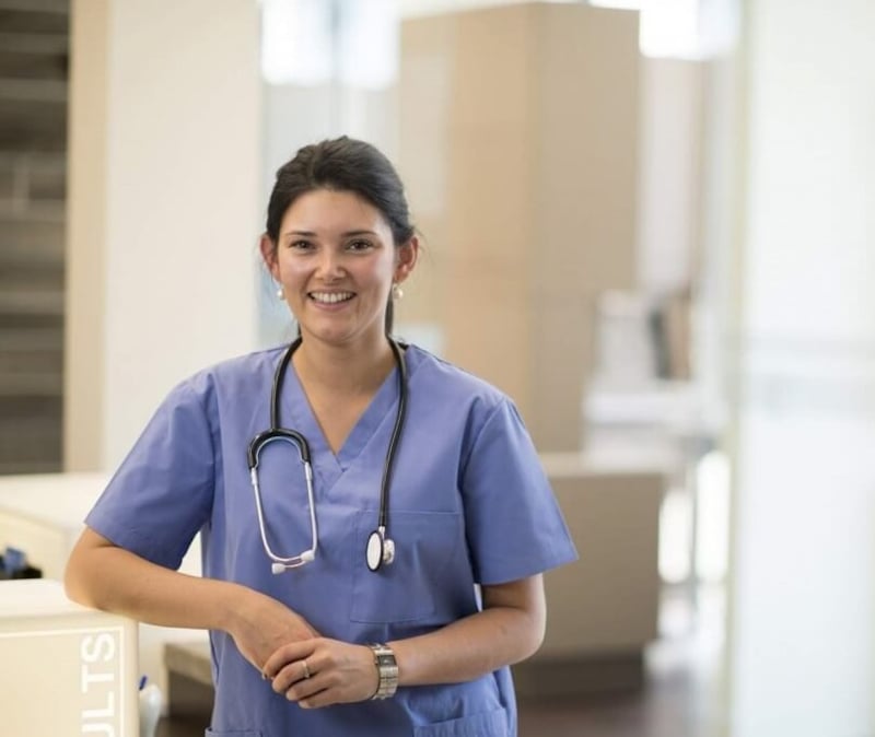 Doctor in scrubs in hospital setting